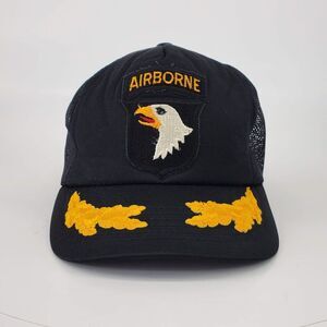 Vintage‎ Moja Hat Airborne Screaming Eagles Gold Leafs Mesh Cap Snapback Black